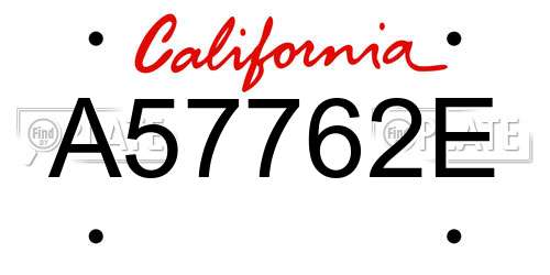 A57762E California License Plate