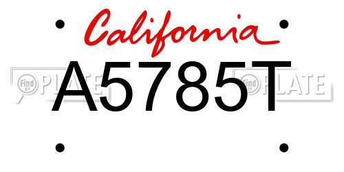 A5785T California License Plate
