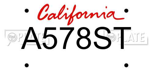 A578ST California License Plate