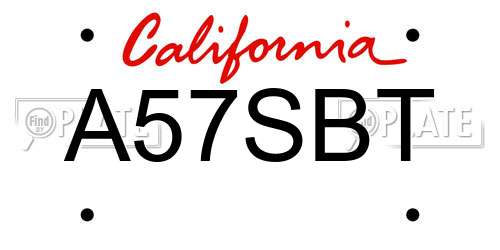 A57SBT California License Plate