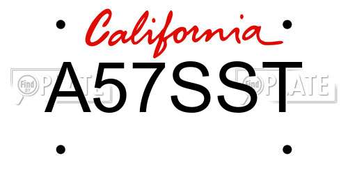 A57SST California License Plate
