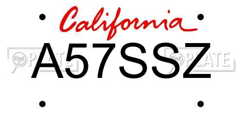 A57SSZ California License Plate