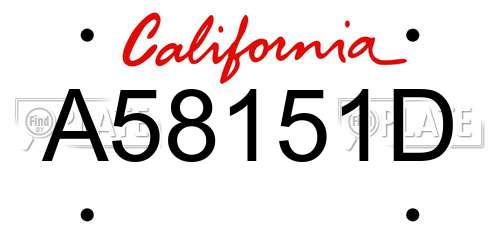 A58151D California License Plate