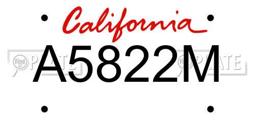 A5822M California License Plate