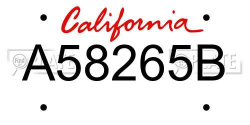 A58265B California License Plate