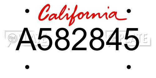 A582845 California License Plate