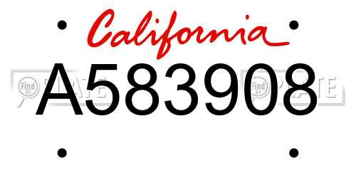 A583908 California License Plate
