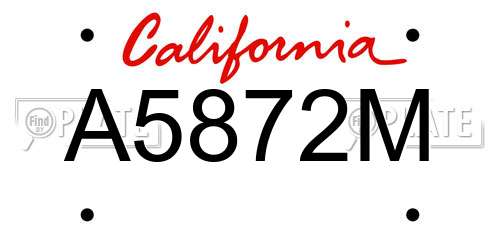 A5872M California License Plate