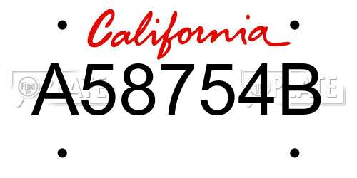 A58754B California License Plate