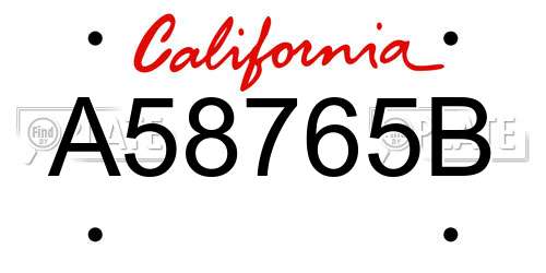A58765B California License Plate