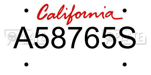A58765S California License Plate