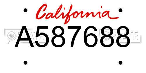 A587688 California License Plate