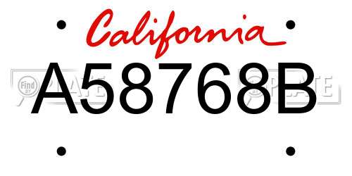 A58768B California License Plate