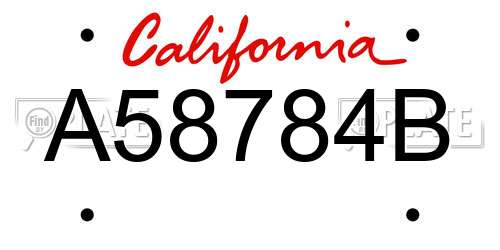 A58784B California License Plate