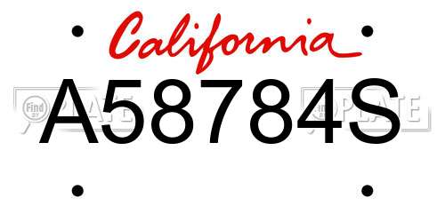 A58784S California License Plate