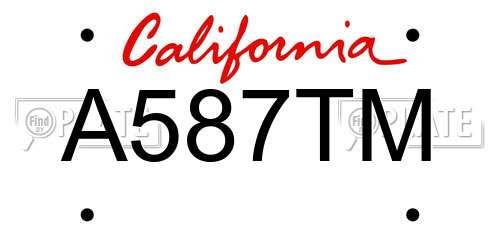A587TM California License Plate