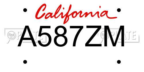 A587ZM California License Plate
