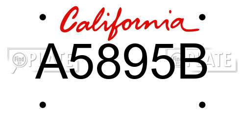 A5895B California License Plate