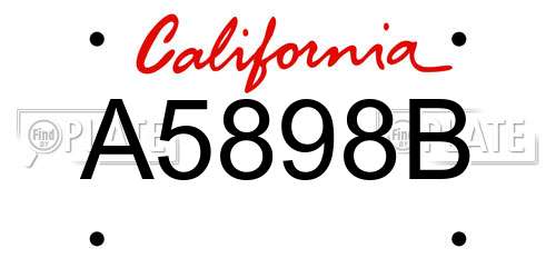 A5898B California License Plate