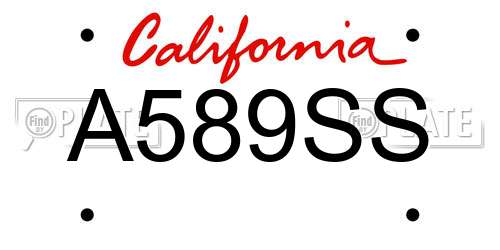 A589SS California License Plate