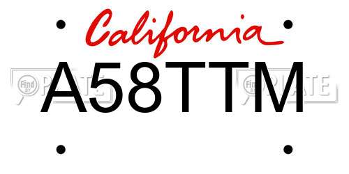 A58TTM California License Plate