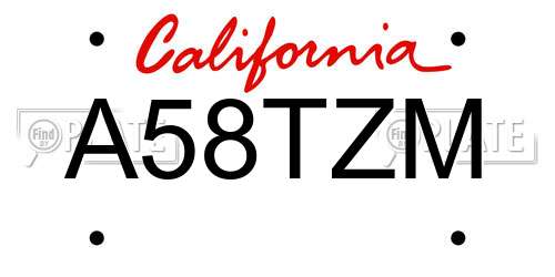 A58TZM California License Plate