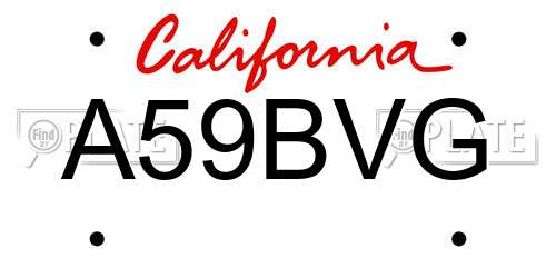 A59BVG California License Plate