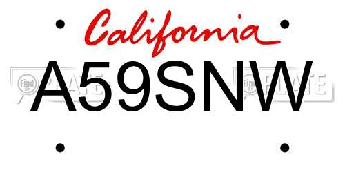 A59SNW California License Plate