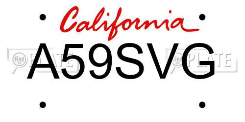 A59SVG California License Plate