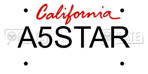 A5STAR California License Plate