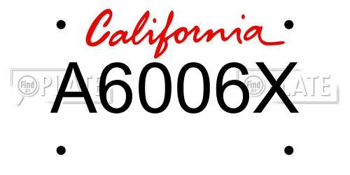 A6006X California License Plate