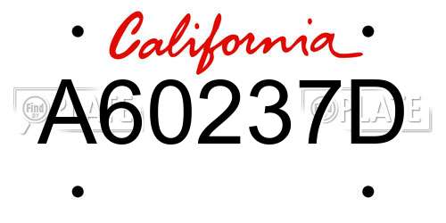 A60237D California License Plate