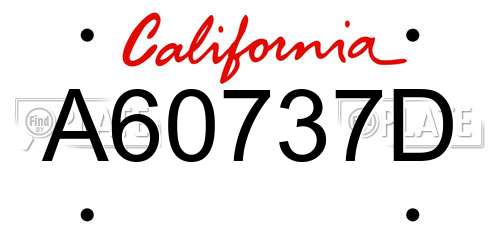 A60737D California License Plate