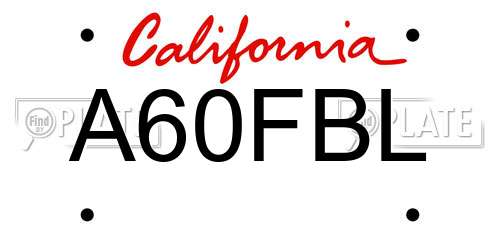 A60FBL California License Plate