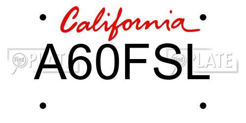 A60FSL California License Plate