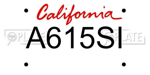A615SI California License Plate