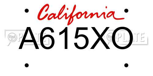 A615XO California License Plate