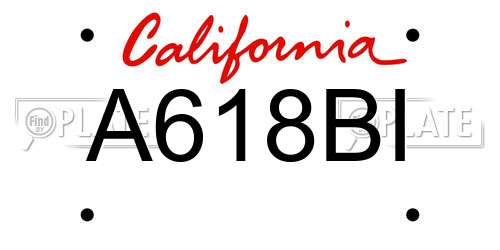 A618BI California License Plate