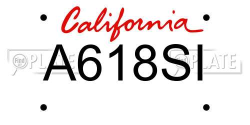 A618SI California License Plate