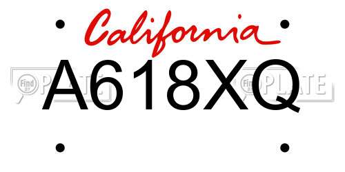 A618XQ California License Plate