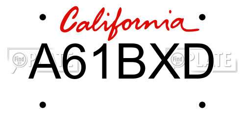 A61BXD California License Plate