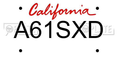 A61SXD California License Plate