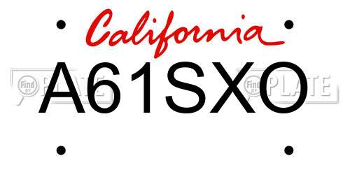 A61SXO California License Plate