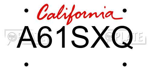 A61SXQ California License Plate