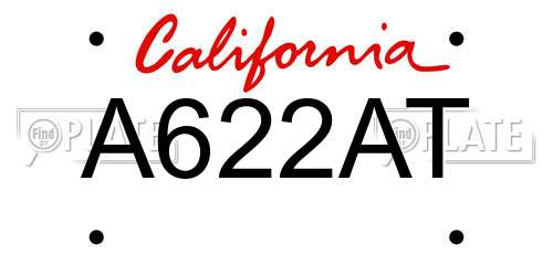 A622AT California License Plate