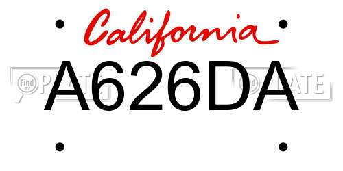 A626DA California License Plate