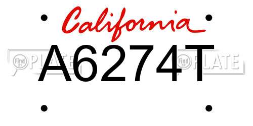 A6274T California License Plate