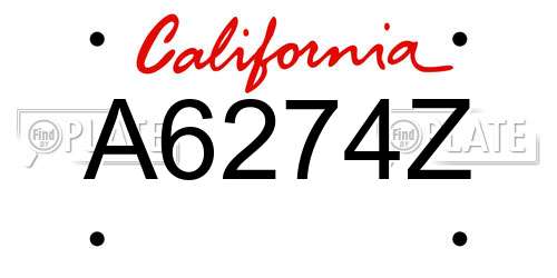 A6274Z California License Plate