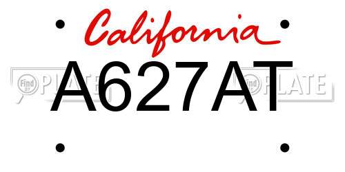 A627AT California License Plate