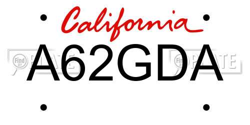 A62GDA California License Plate